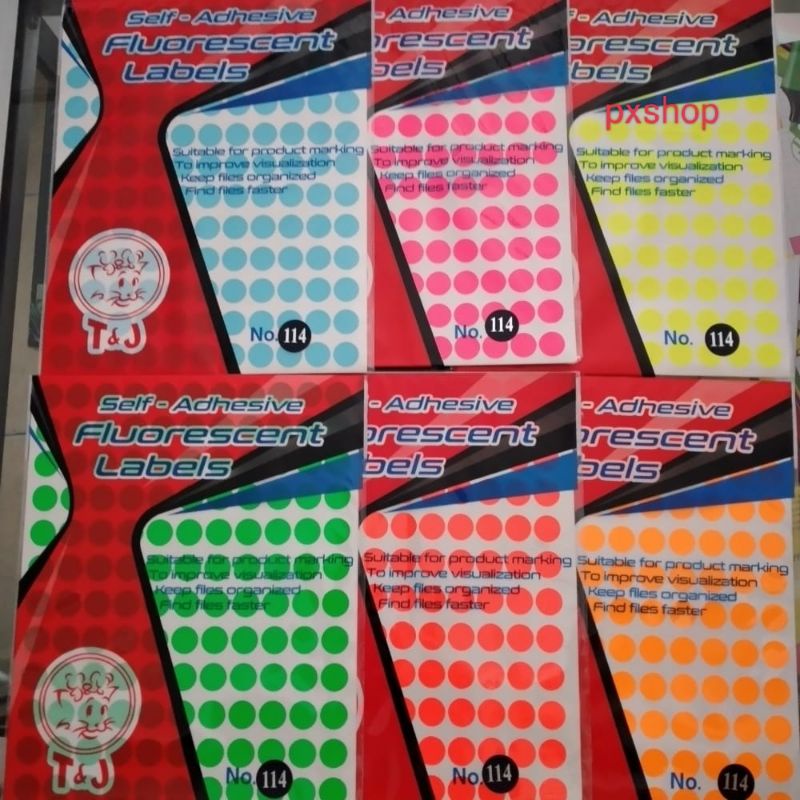 

LABEL BULAT / STICKER BULAT 114 T&J Warna Fluorescent