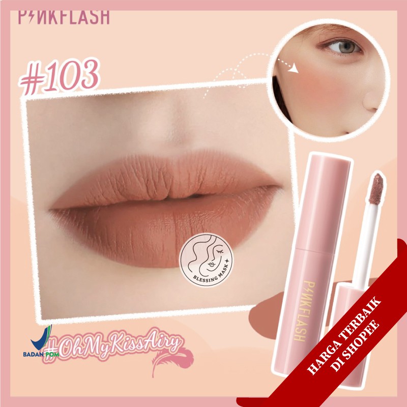 [BPOM] PINKFLASH Matte Liquid Lipstick Lasting Waterproof Lip Tint Shimmer Lip Gloss Velvet Matte-#103 Lip Tint
