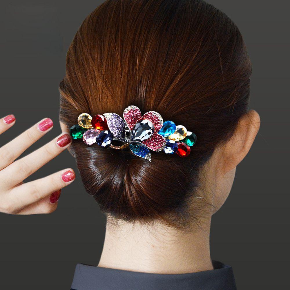 Agustina Jepit Rambut Wanita Geometris Vintage Bunga Untuk Anak Perempuan Tulip Ponytail Holder Spring Clips