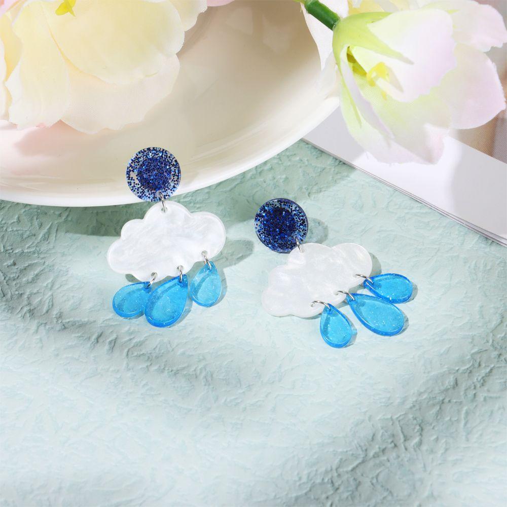 R-flower Cloud Earrings Untuk Wanita Klip Telinga Bahan Akrilik Kreatif