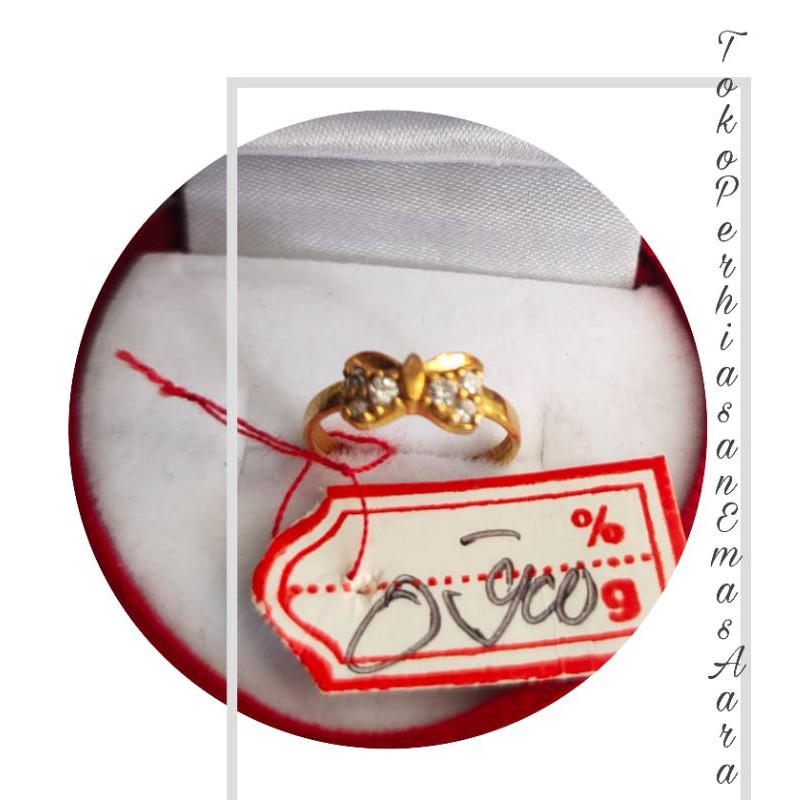 Cincin Emas 375 Anak Model Pita Permata