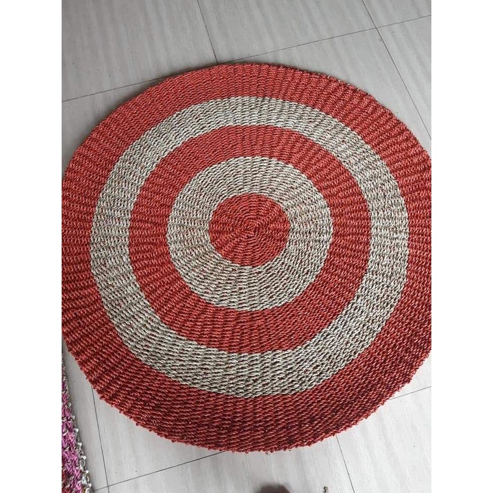 RUG ANYAMAN / KARPET  ANYAM SEAGRAS BULAT WARNA DIAMETER 120 RUG / FLOOR MAT ANYAMAN BULAT