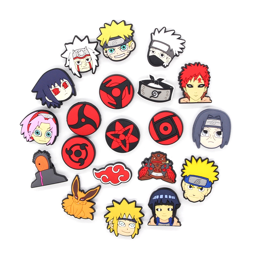 Naruto Crocs pin Jibbitz wanita charms sandal anime DIY Aksesoris pria Bahan Untuk Dekorasi Sepatu Hadiah anak laki-laki