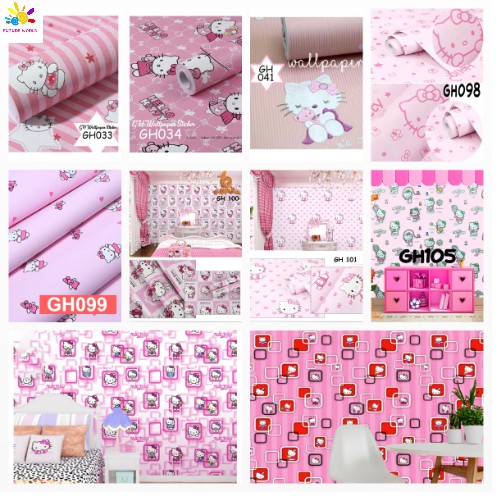 Wallpaper Dinding Motif Hellokitty Best Seller 1 Roll 45Cm X 9m