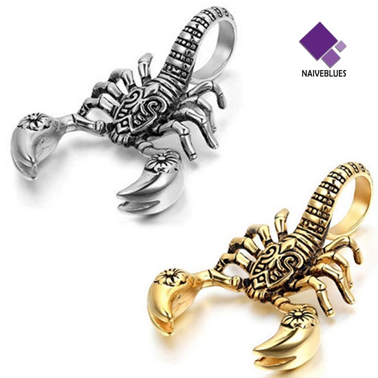 Naiveblue &gt; Kalung Tali Kulit Imitasi Liontin Kalajengking Scorpion Gaya Punk Vintage Untuk Pria