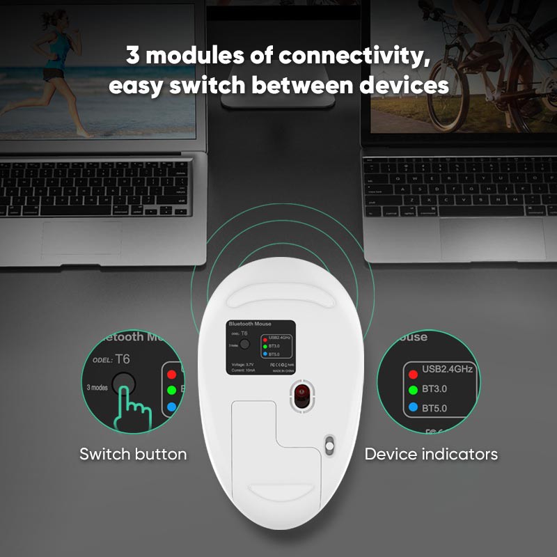 Bepop Mouse Bluetooth 3 Modes 2.4G Wireless Rechargeable 1600DPI