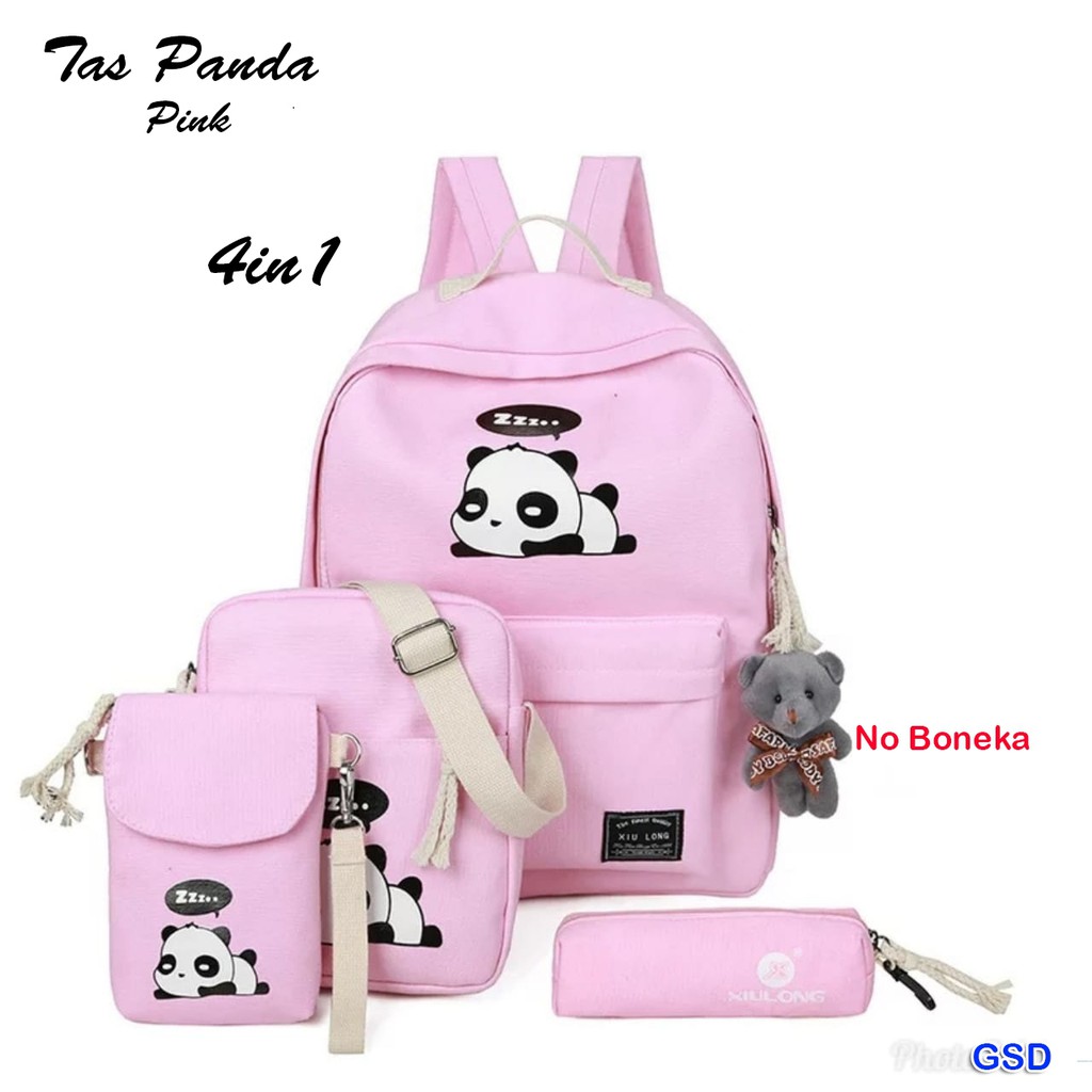 tas panda 4in1/paket tas sekolah anak/paket tas lokal murah/paket tas fashion anak/tas anak panda