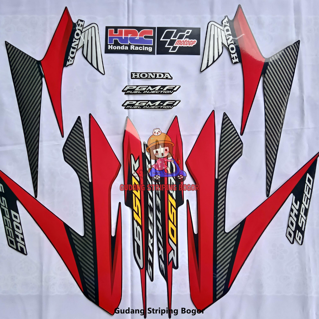 STIKER STRIPING BODY MOTOR HONDA CB 150R 2014 HITAM