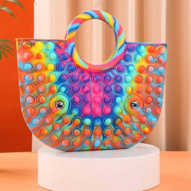 Tas pop it viral JUMBO sensory fidget bag push button popit rainbow among kotak love jinjing besar