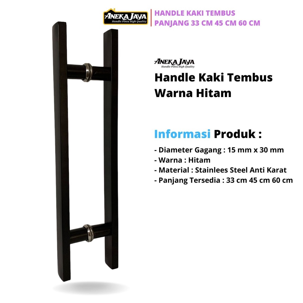 Handle Gagang Pintu Rumah Panjang 60 cm 45 33 Tipe Kaki Tembus Warna Hitam Tarikan Pegangan Terbaru Murah