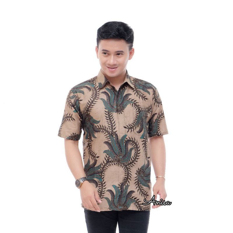 Kemeja Batik Pria Lengan Pendek Motif Wayang Big Size M L XL XXL Batik Pria pendek Atasan Pria Atasan Pria Baju Lengan Panjang