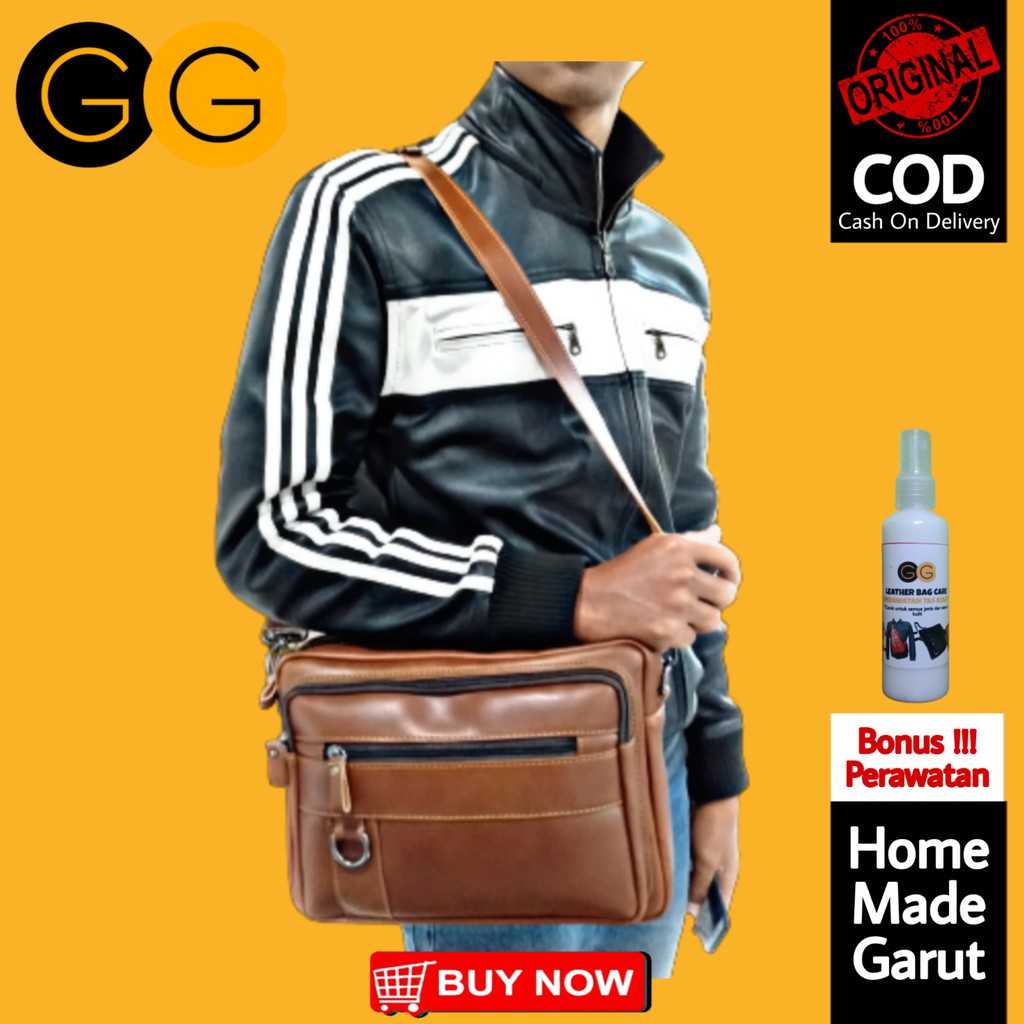TAS PRIA KULIT ASLI GARUT TAS SELEMPANG PRIA COWO COWOK TAS SLEMPANG PRIA COWOK WAISTBAG KULIT GARUT