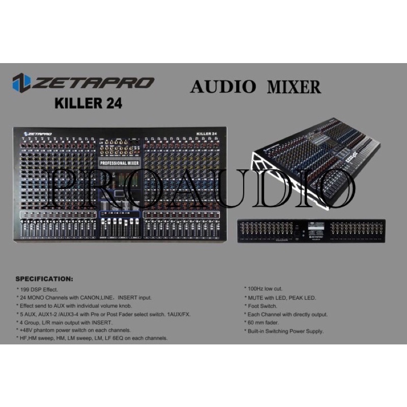 Audio Mixer Zetapro 24 Channel Killer-24 Killer 24 Killer24 Original