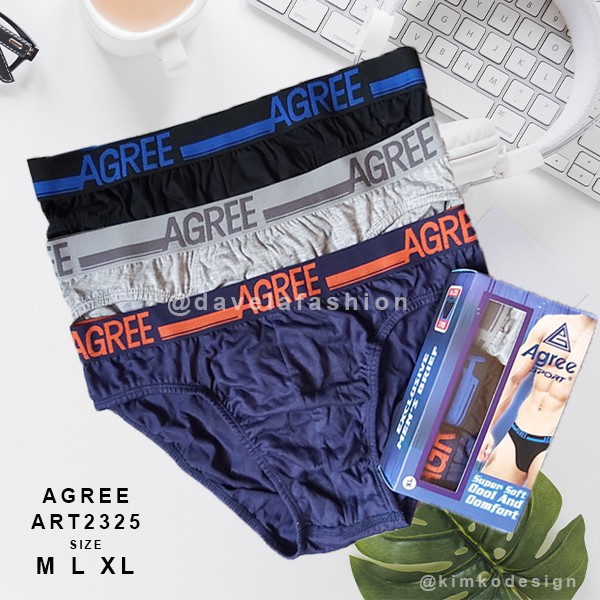 TOKO KL |  [ 3pcs ] Celana Dalam Agree Sport Art. 2325 Mens Brief Underwear CD Cowok