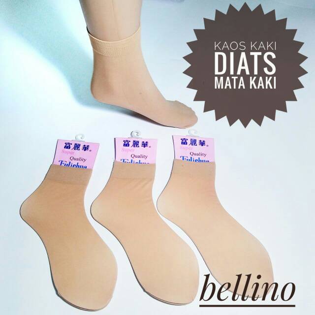 Bellino - Termurah Kaos Kaki Wanita Diatas Mata Kaki Warna Kulit dan Hitam Kaos Kaki Muslimah Polos-5
