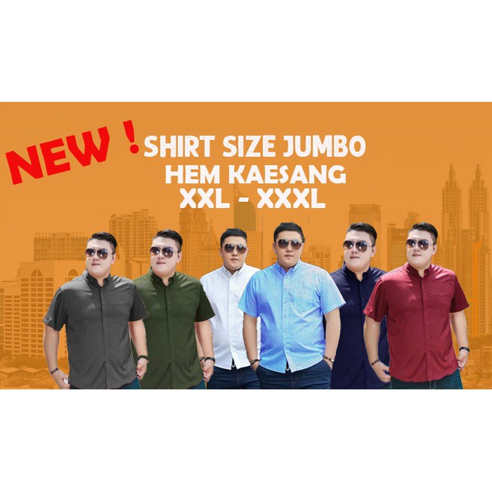 HEM KAESANG KEMEJA POLOS JUMBO PRIA LENGAN PENDEK KEMEJA KERJA FORMAL CASUAL COWOK INDONESIA