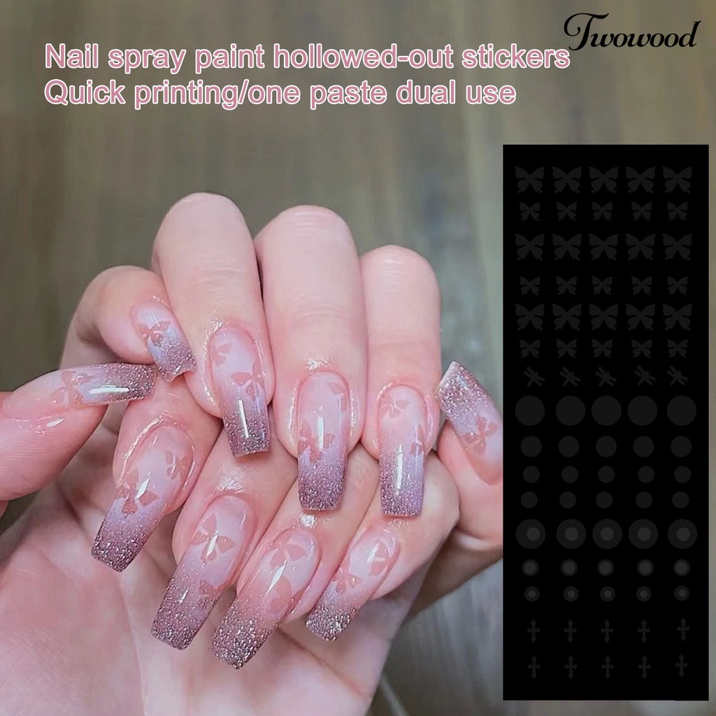 Twowood Kertas Cetakan Nail Art Desain Hollow Ringan Untuk Wanita