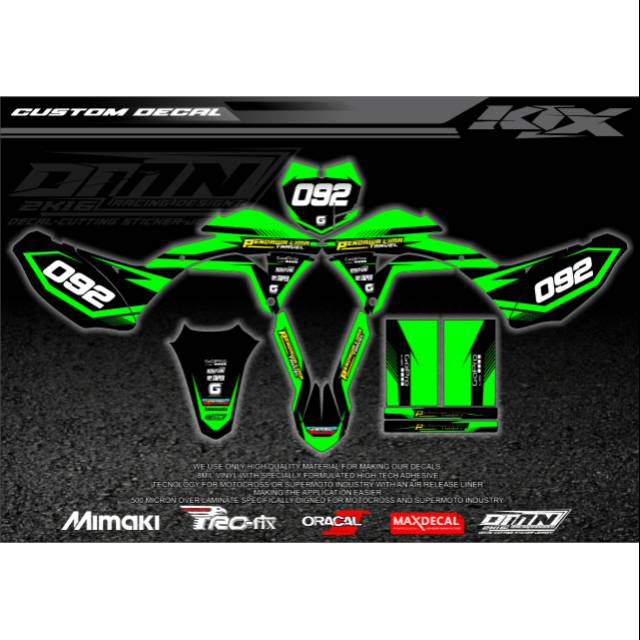Decal klx gordon desain warna hijau kombinasi hitam