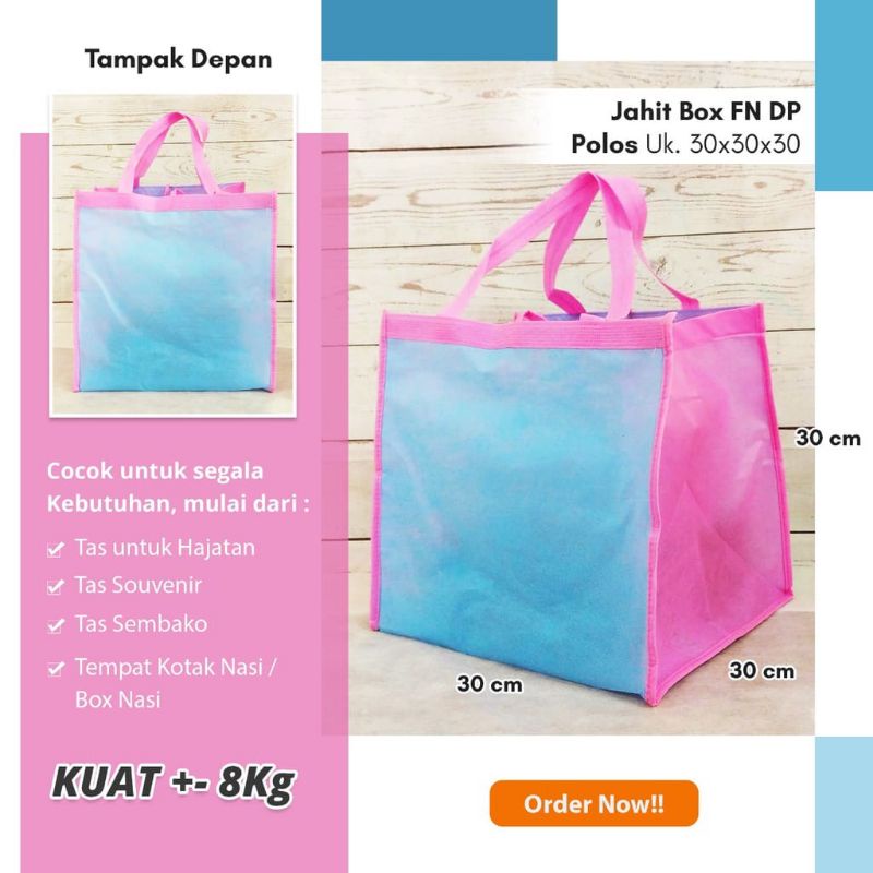 

TAS SPUNBOND KOMBINASI 30X30X30 POLOS | TAS BOX HAMPERS