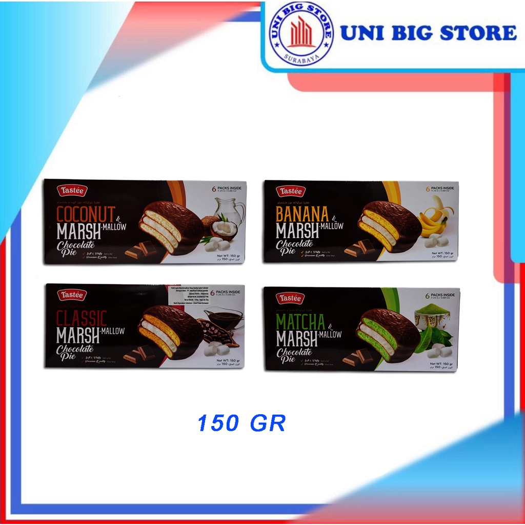 TASTEE Choco Pie Marshmallow Classic Banana Matcha Coconut 150 gr Coklat Chocolate