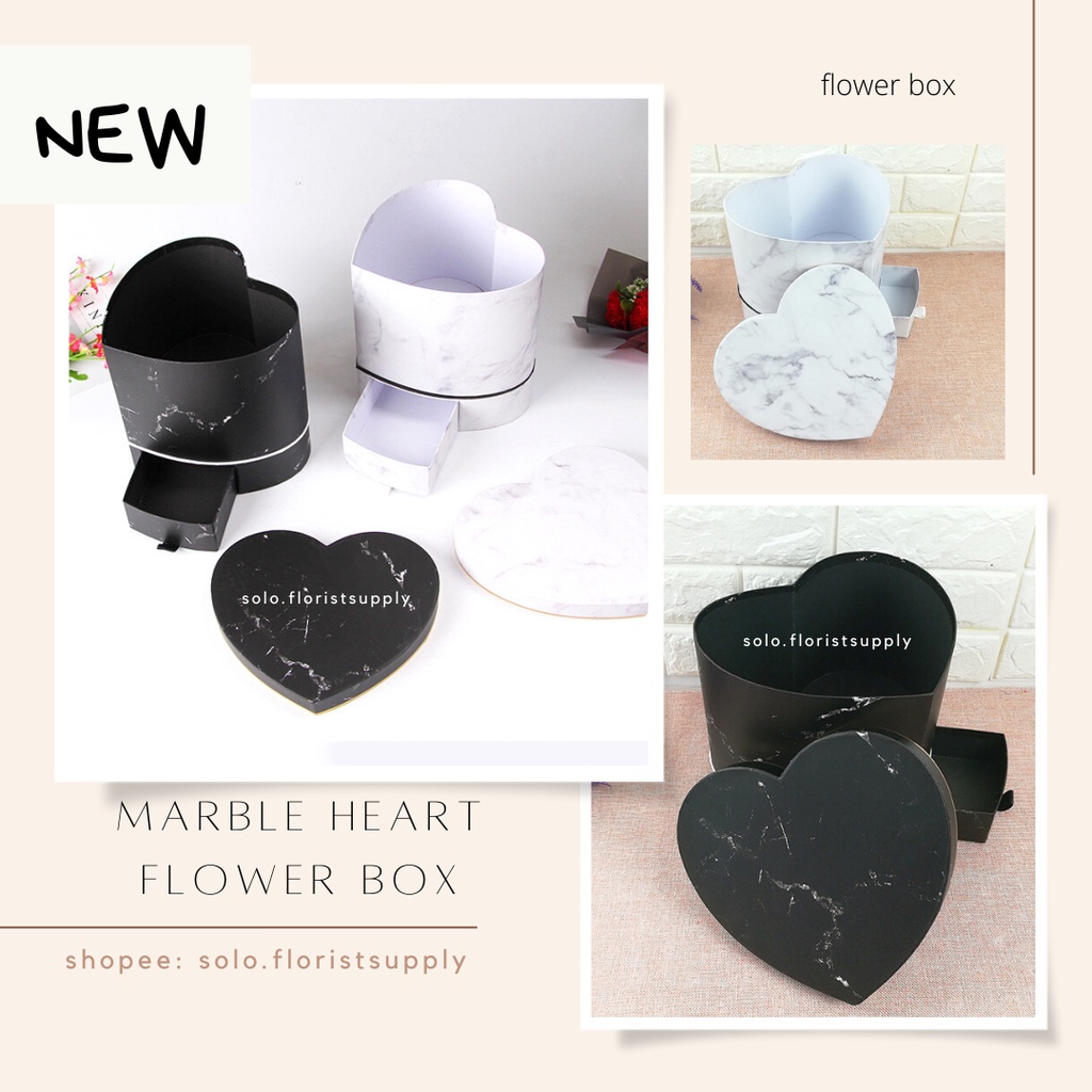 

23cm marble heart Box with drawer flower box bloombox bentuk hati love dengan laci box cilinder dengan laci motif marble kotak kado lingkaran besar corak marble abstract pembungkus bunga flower box bloombox buket bunga box TERMURAH