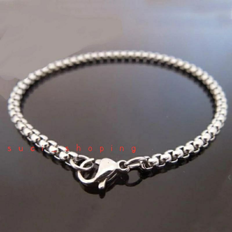 gelang rolo titanium silver termurah pria dan wanita