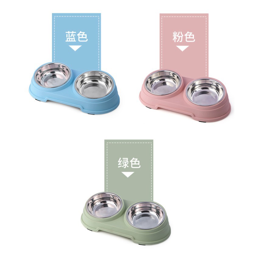 Adda Home - 2 in 1 Mangkuk Stainless Tempat Makan Minum Anjing Kucing Peliharaan Antislip 35x18x9cm