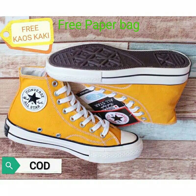 SEPATU CONVERSE CT 70's High PREMIUM Glosy/Mengkilap yellow