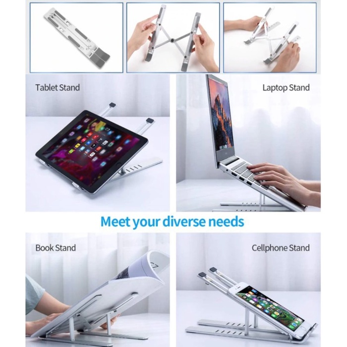 NEW Stand Laptop Holder Bisa Lipat Protable portable Aluminium