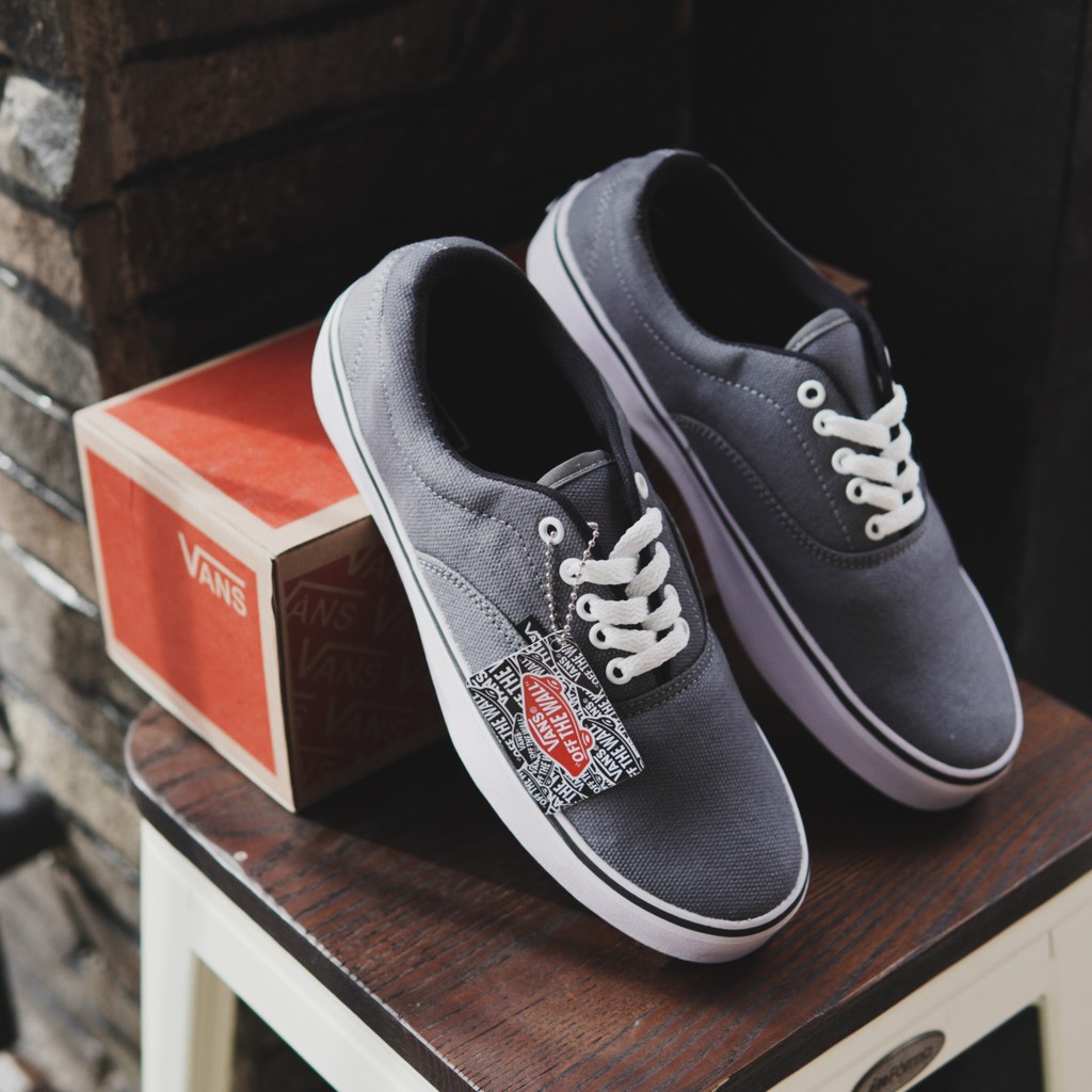 PROMO ! Sepatu Vans Authentic Era Abu/Grey Sneakers Pria/Wanita Kuliah Hengout Sekolah Stylish