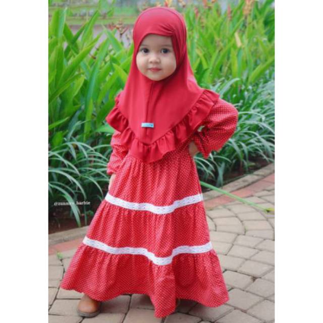GAMIS ANAK KATUN JEPANG ORI MOTIF POLKADOT