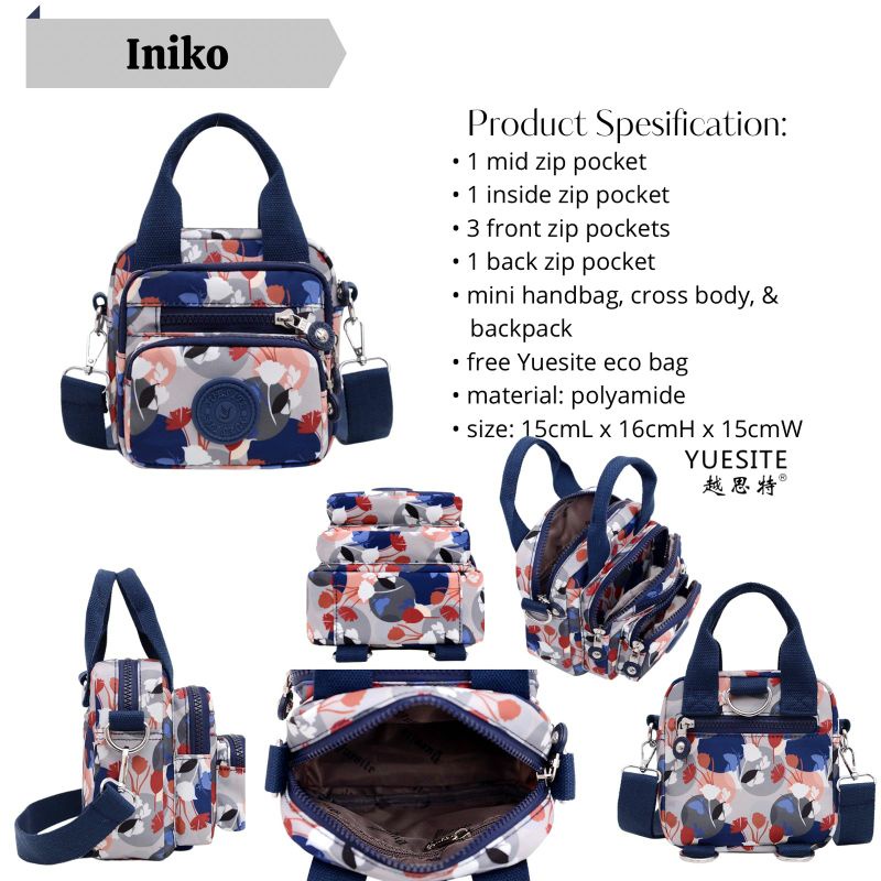 YUESITE INIKO HANDBAG MULTIFUNGSI TENTENG TAS SELEMPANG WANITA RANSEL MINI SMALL IMPORT CYUTEBAGS