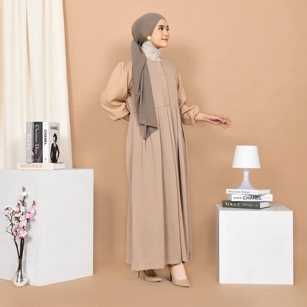 Mybamus Tisha Plit Dress Khaki M15932 R29S1 - Gamis Muslim-3