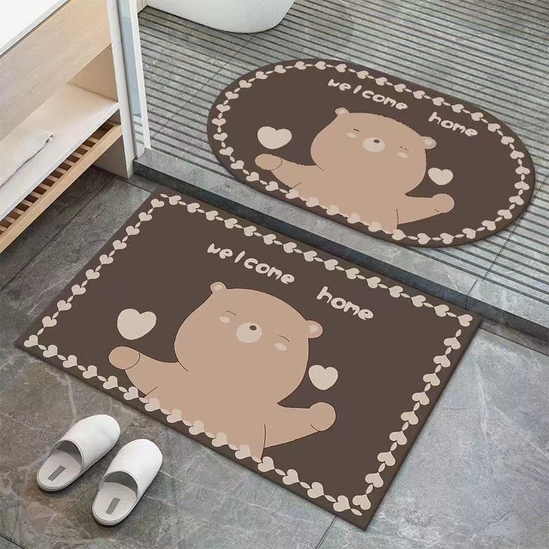 ETFELICEL Velvet Mat SET / Keset Lantai Kaki Bludru Anti Selip Pintu Kamar Mandi