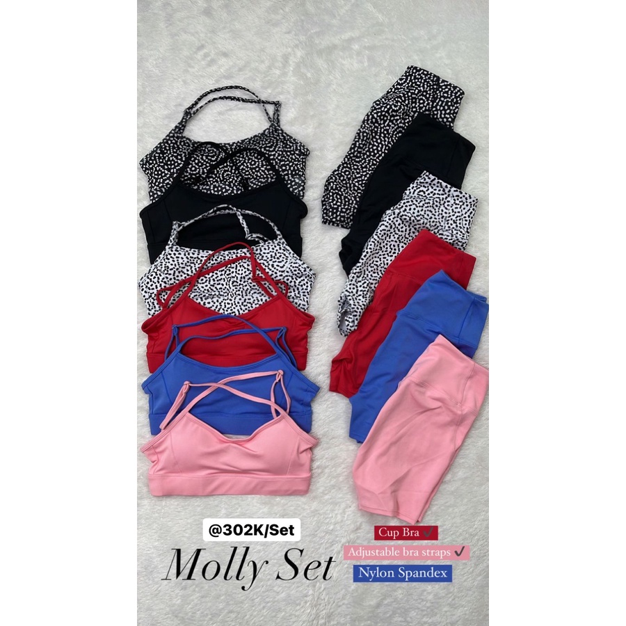 MOLLY SET SPORTS BRA + SHORT SETELAN Celana Traning Pendek Olahraga High Quality