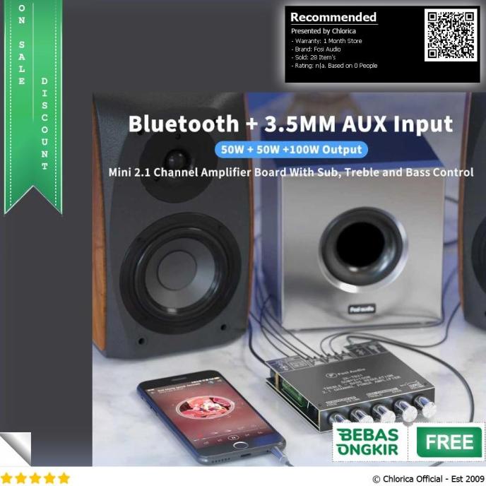 Elektronik | Audio | Fosi Audio Bluetooth 5.0 Amplifier 2.1 2X50W + 100W Subwoofer - Tb21 | Best Sel