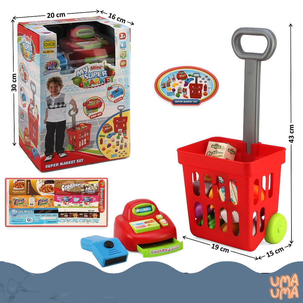 Mainan Anak My Mini Supermarket Cash Register dan Trolly Belanja