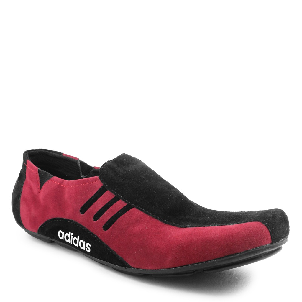 SALE!! Sepatu Selop Pria Adidas Neymar Hitam Merah Mokasin Suede Formal Kasual Slip On Kerja Laki