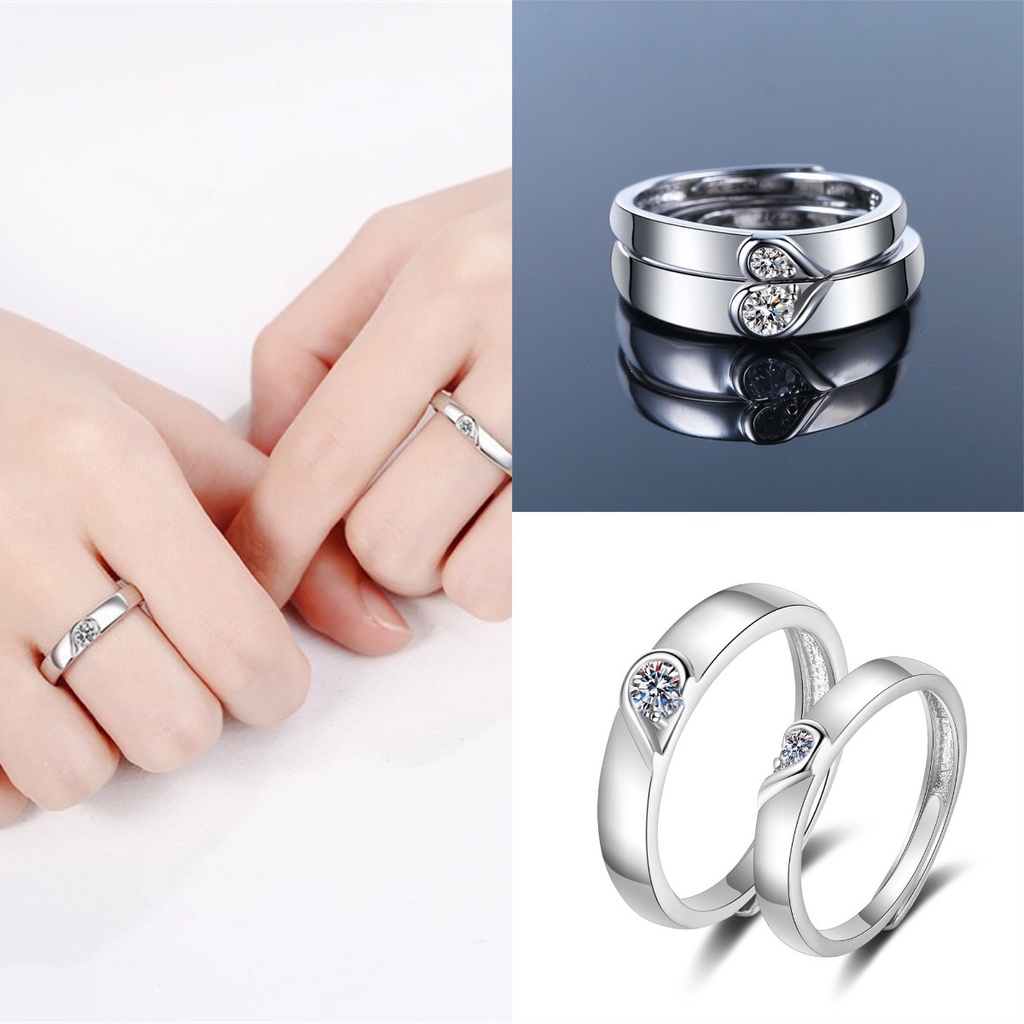 Cincin Model Terbuka Desain Hati Gaya Korea Untuk Pria Dan Wanita