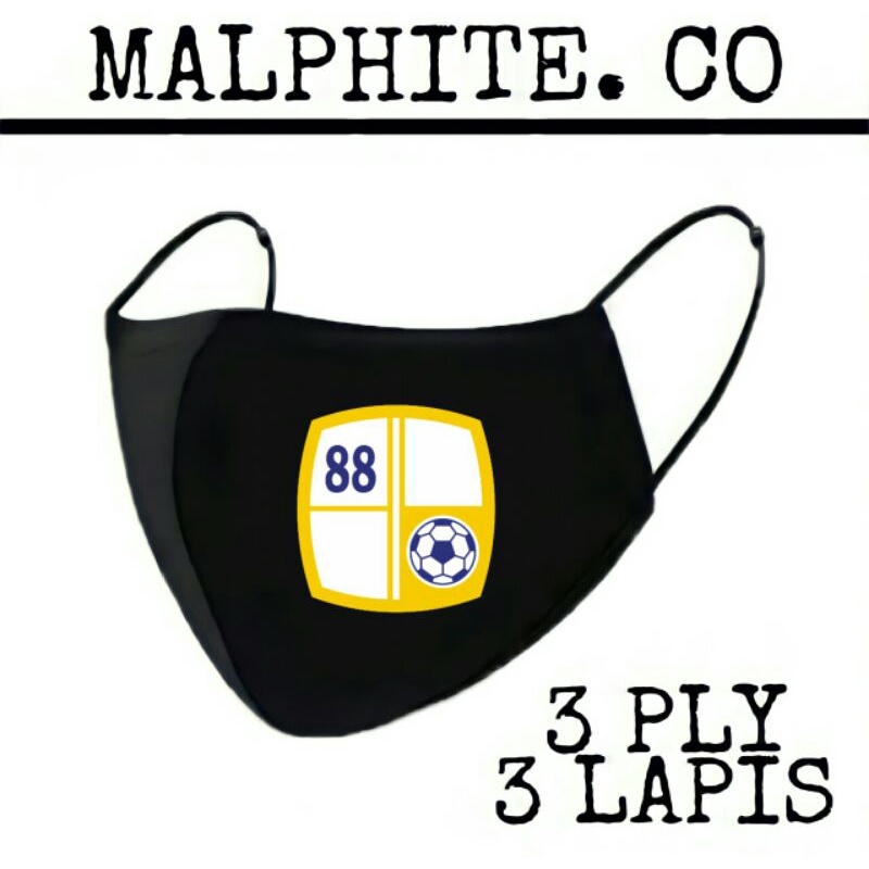 Masker Kain 3 Lapis 3 Ply Scuba Hijab Motif Logo Gambar Klub Club Bola PS Barito Putera 3ply Earloop