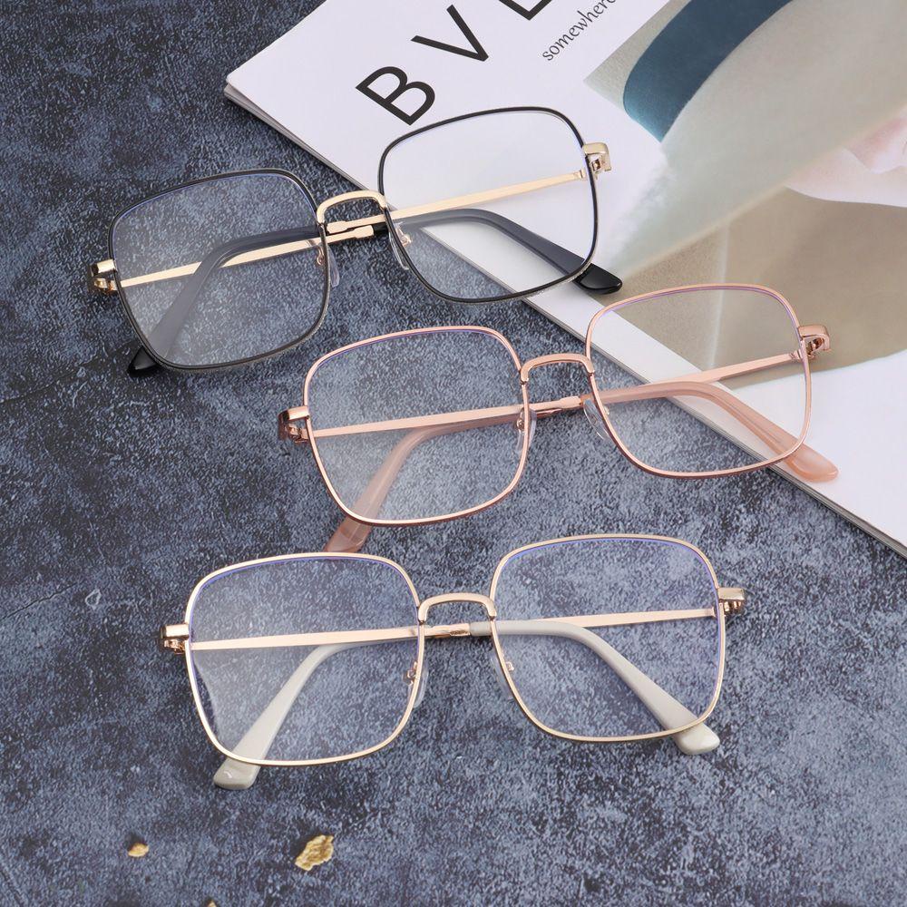 Populer Vintage Kacamata Persegi Visi Perawatan Wanita Fashion Anti-Letih Berlian Studded Eyewear