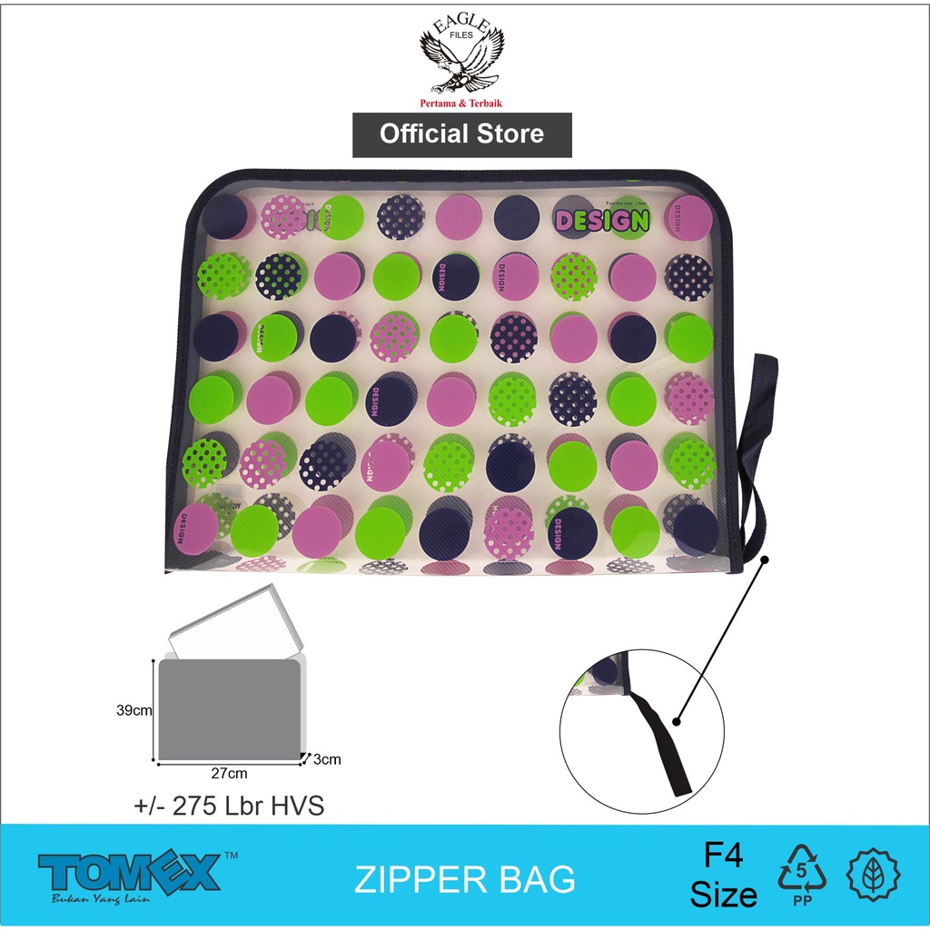 

Zipper Bag TOMEX F4 Map Zipper Folio Map Plastik Resleting Motif Design of Life