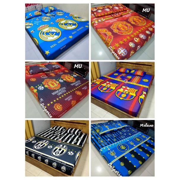 Sprei Homemade Motif Bola Barcelona Real Madrid Juventus Inter Milan Manchester United