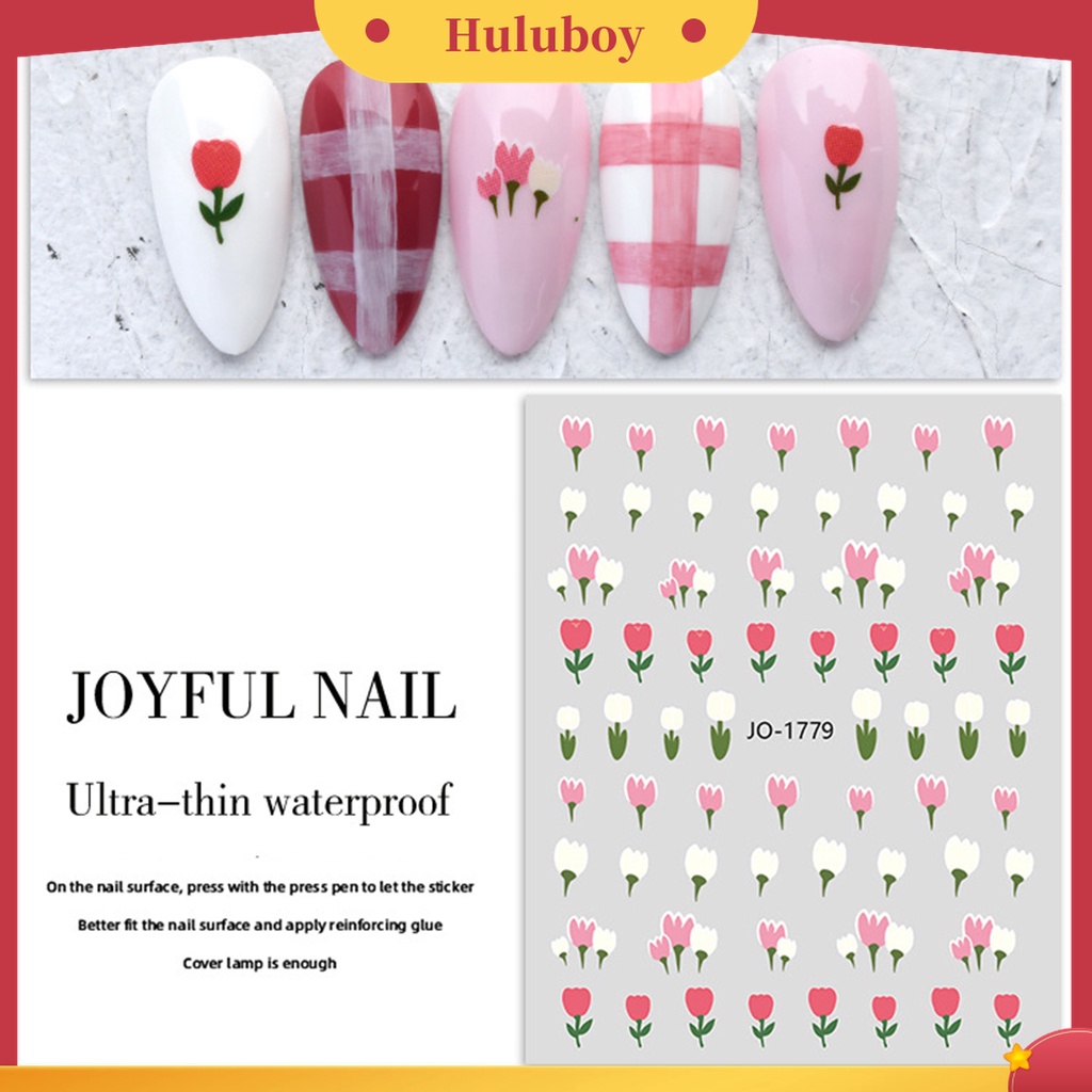 Huluboy Huluboy♡ Stiker Kuku Motif Bunga Tulip Untuk Nail Art DIY