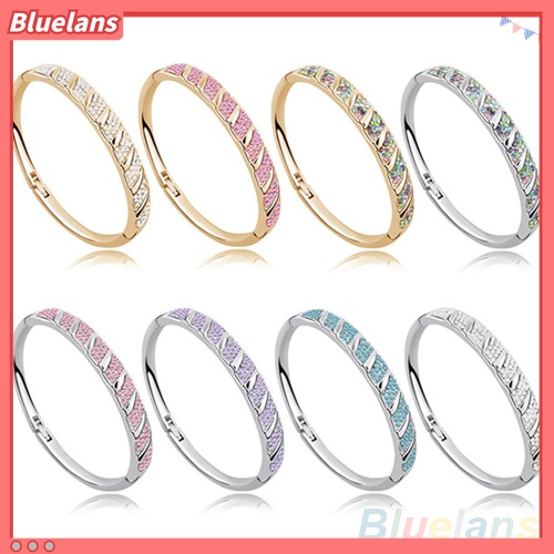 Bluelans Gelang Bangle Slim Hias Berlian Imitasi Untuk Wanita