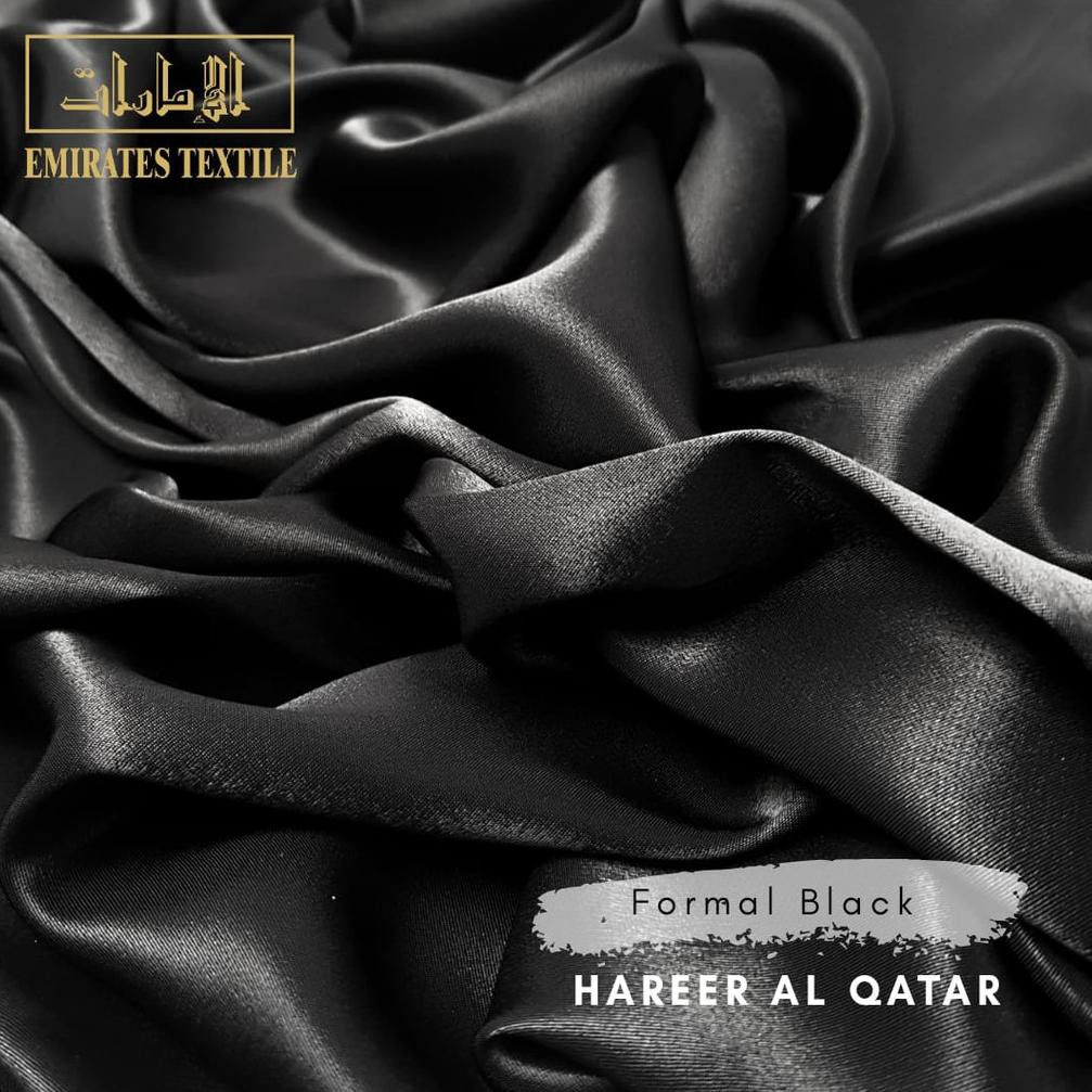 [KODE 8646] 50CM HAREER AL QATAR (HAQ) FORMAL JETBLACK CRYSTAL SATIN/ SATIN ARAB IMPOR MEREK EMIRATE