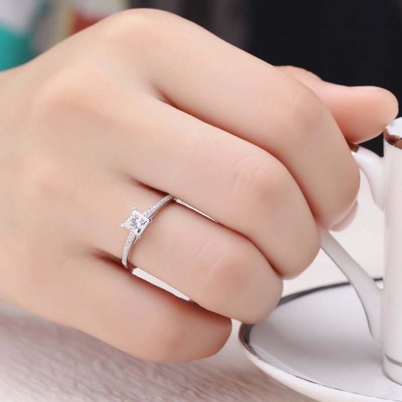 Pandora Cincin 925 Silver Cubic Zirconia Diamond Gaya Klasik Untuk Wanita