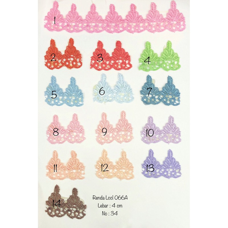 Renda Lccl 066A, Renda Baju, Renda Bordir, Renda Giper, Renda Katun, Lebar 4 cm