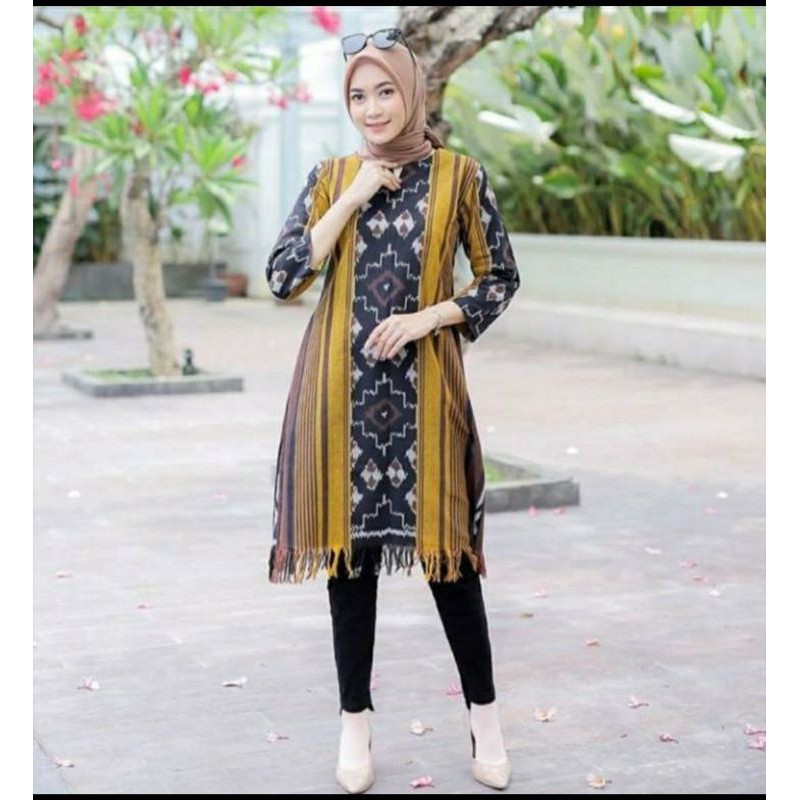 Dress tenun jepara tunik tenun jepara kain etnik DTB34