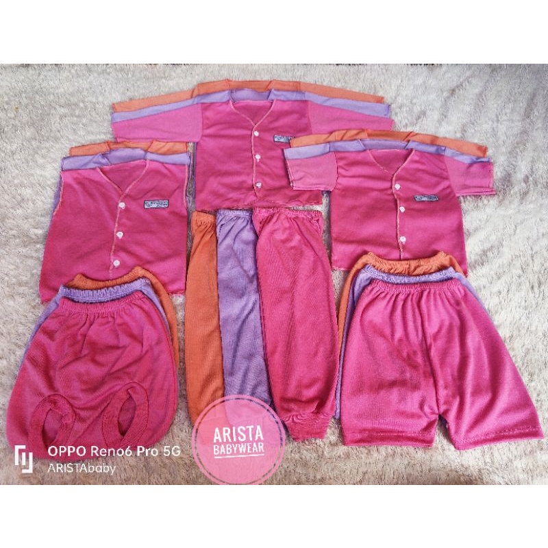 paket 18pcs/9stel baju+celana bayi SERI pink Salem ungu